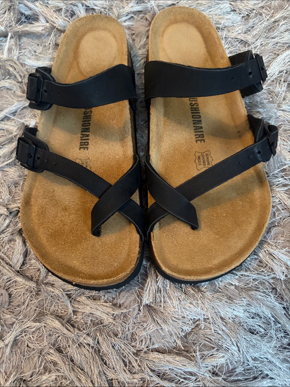 Black Cross-Strap Slide Sandals with Buckle Detail